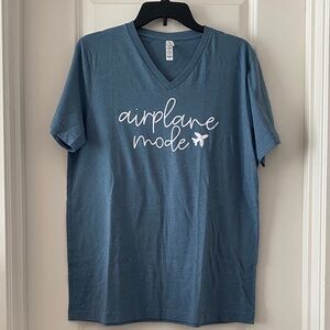 Bella Canvas Blue "airplane mode" V-neck Tee